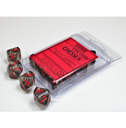 Translucent Smoke/red Set of Ten d10