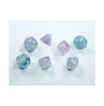 Nebula Mini-Polyhedral Wisteria/white 7-Die set