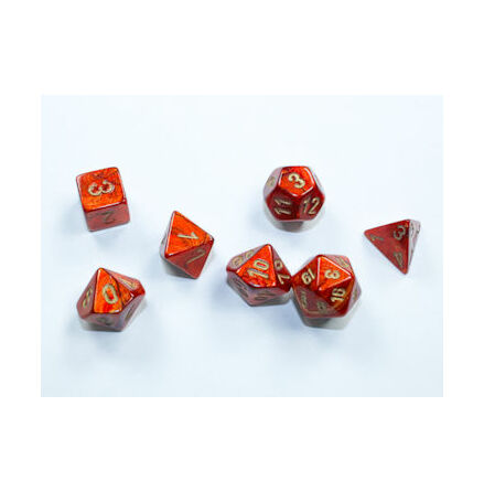 Scarab Mini-Polyhedral Scarlet/gold 7-Die Set