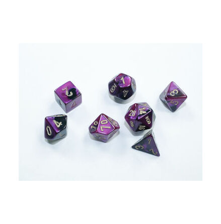 Gemini Mini-Polyhedral Black-Purple/gold 7-Die Set