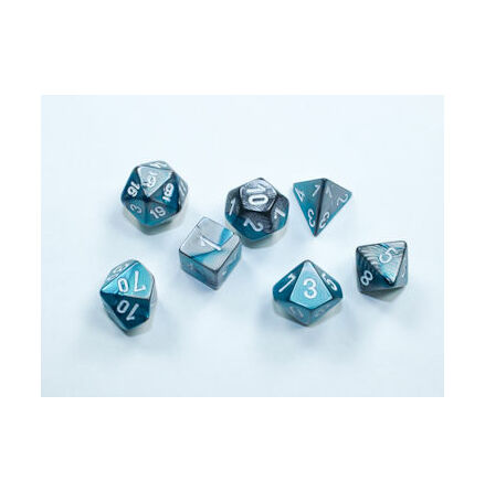 Gemini 18mm 4 Sided D4 Chessex Dice, 6 Pieces - Blue-Steel with White