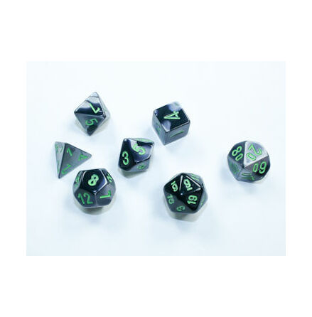 Gemini Mini-Polyhedral Black-Grey/green 7-Die Set