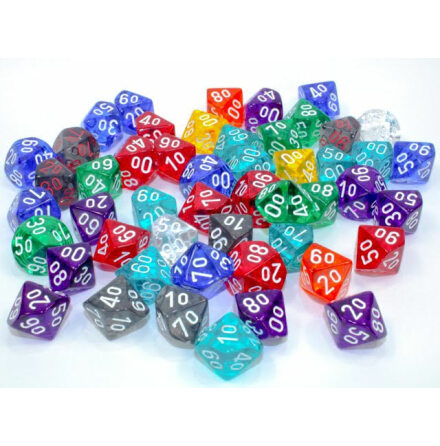 Bag of 50 Translucent d100 (10-tal)