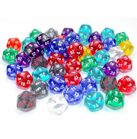 Bag of 50 Translucent d20