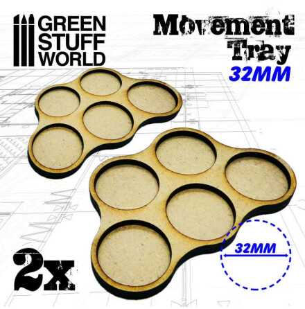 MDF Movement Trays 32mm x5 - Skirmish