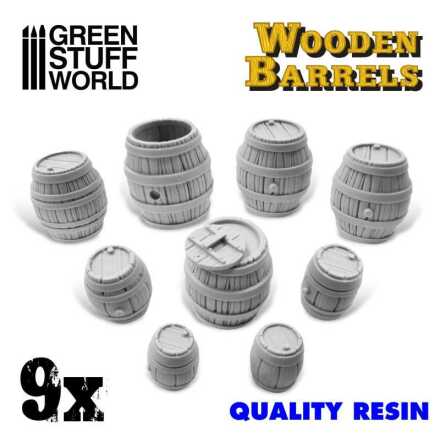 9x Resin Wooden Barrels