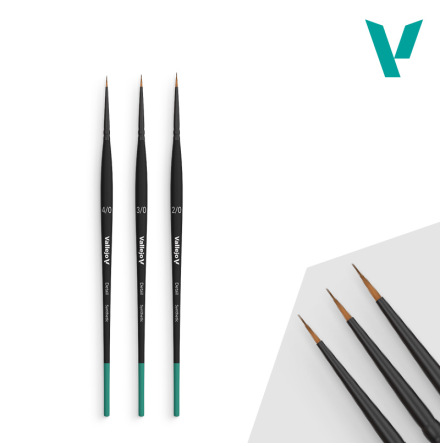 Vallejo Brush: Detail Series definition set synthetic hair (4/0,3/0,2/0)