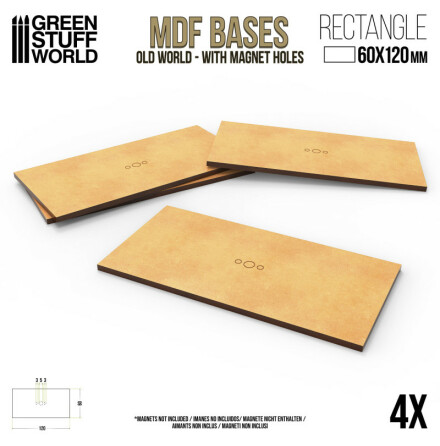 MDF Old World Bases - Rectangle 60x120mm