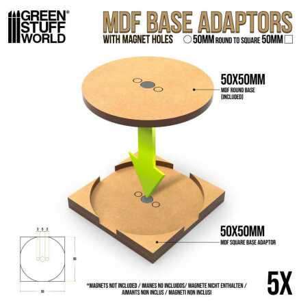 MDF Base adaptor - round to square 50mm