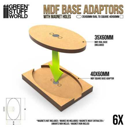 MDF Base adaptor - Oval 35x60mm to Rectangular 40x60mm