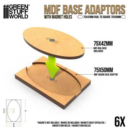 MDF Base adaptor - Oval 75x42mm to Rectangular 75x50mm