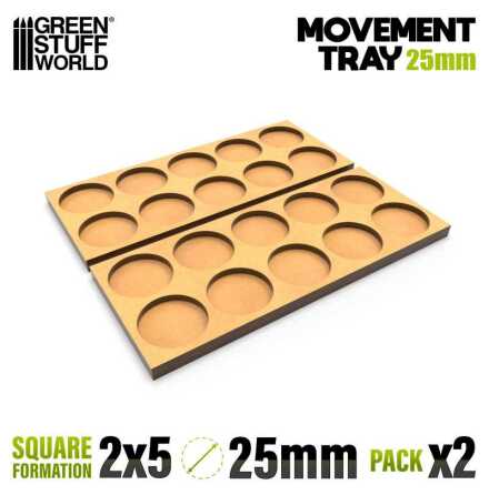 MDF Movement Trays 25mm 5x2 - Skirmish Lines