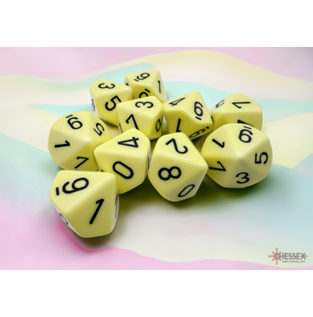 Opaque Pastel Yellow/black Set of Ten d10s