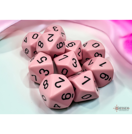 Opaque Pastel Pink/black Set of Ten d10s