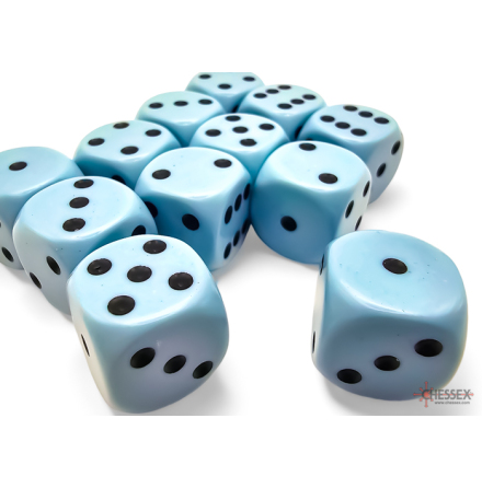 Opaque 16mm d6 Pastel Blue/black Dice Block (12 dice)