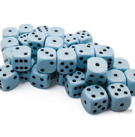 Opaque 12mm d6 Pastel Blue/black Dice Block (36 dice)