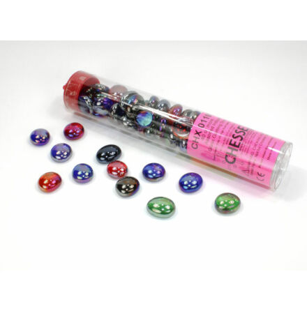 Assorted Iridized Glass Stones Qty 40 or more in 4 inch Tube