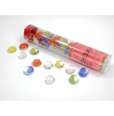 Assorted Iridized Glass Stones Qty 40 or more in 4 inch Tube