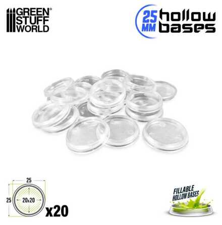 Transparent Hollow Plastic Bases - ROUND 25mm