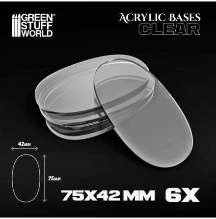 Acrylic Bases - Oval Pill 75x42mm CLEAR
