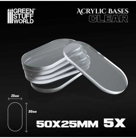 Acrylic Bases - Oval Pill 50x25mm CLEAR