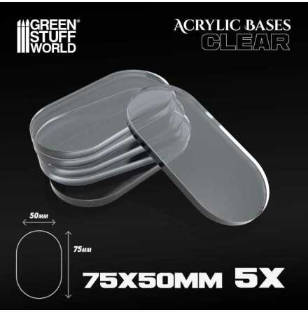 Acrylic Bases - Oval Pill 75x50mm CLEAR
