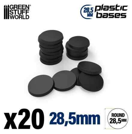 Plastic Bases - Round 28.5mm BLACK (with magnet holes)