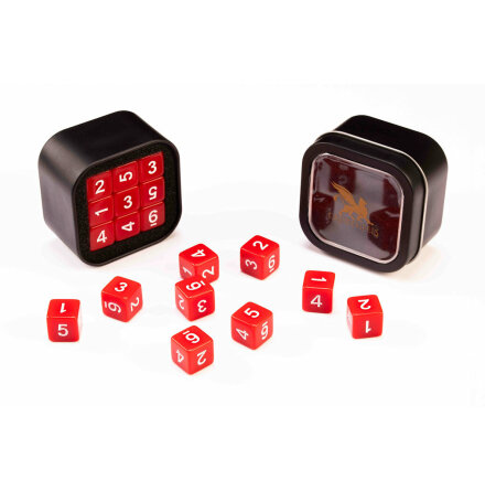 D6 Opaque Series: Red - Numbers: White