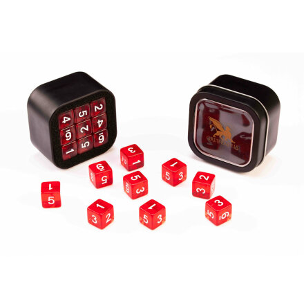 D6 Transparent Series: Red - Numbers: White