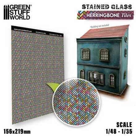 Herringbone Tiles Stained Glass